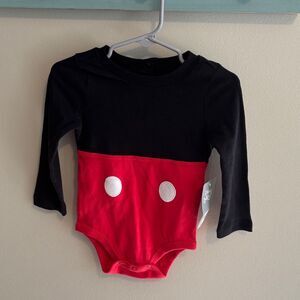 NEW Disney Baby Mickey Mouse Costume Bodysuit 12-18 Months Long Sleeve NWT
